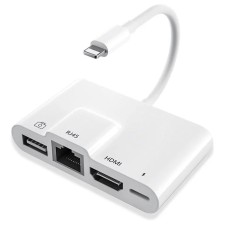 COTEetCI Lightning to 4in1 Lan RJ45 Network HDMI USB OTG Camera Charging Adapter
