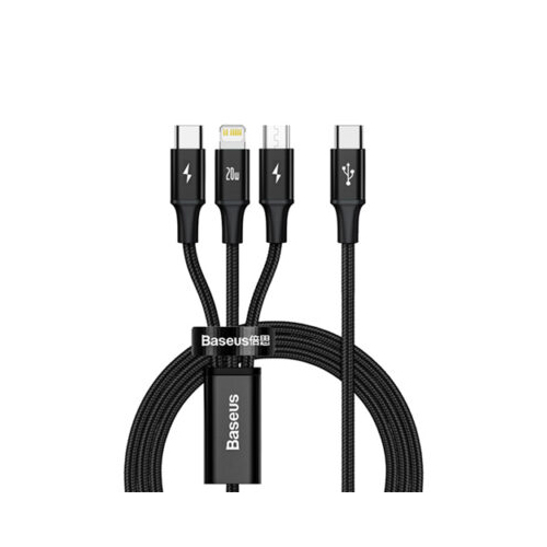 Baseus Rapid Series 3 in 1 Fast Charging Data Cable Type-C to M+L+C PD 20W