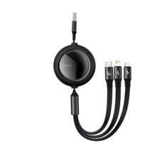 Baseus 66W Bright Mirror One-for-three Retractable Data Cable USB to M+L+C